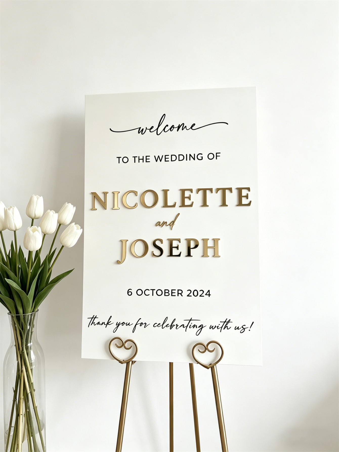 Wedding Welcome Sign - Personalized acrylic wedding welcome sign, modern and fashionable decoration of the wedding entrance. Welcome to our wedding sign